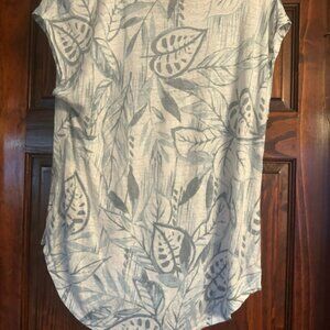 Floral Gray Women's Linen Top